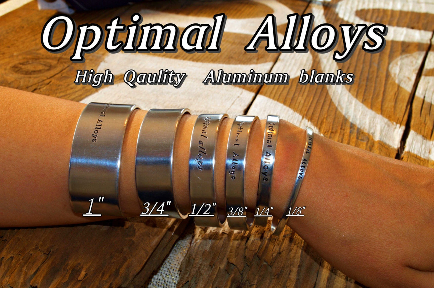 1/2" x 7" - 12g Polished Aluminum Cuff Blanks - Flat Stamping blanks / Aluminum Blanks / 12 gauge