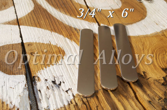 3/4" x 6" - 12g Polished Aluminum Cuff Blanks - Flat Stamping blanks / Aluminum Blanks / 12 gauge