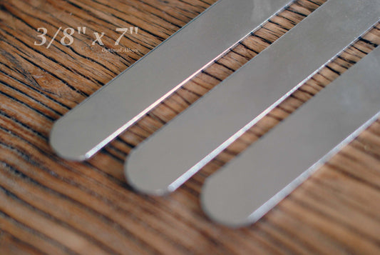 3/8" x 7" - 12g Polished Aluminum Cuff Blanks - Flat Stamping blanks / Aluminum Blanks / 12 gauge