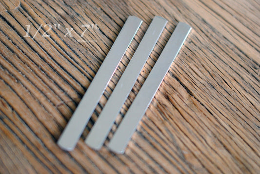 1/2" x 7" - 12g Polished Aluminum Cuff Blanks - Flat Stamping blanks / Aluminum Blanks / 12 gauge