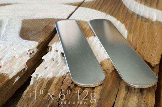 1" x 6" - 12g Polished Aluminum Cuff Blanks - Flat Stamping blanks / Aluminum Blanks / 12 gauge