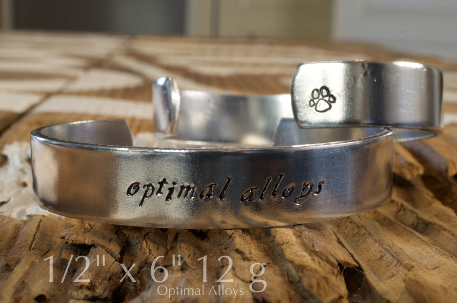 1/2" x 6" 12 gauge aluminum cuff blank stamped with optimal alloys